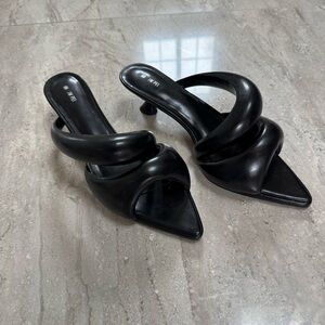 JW PEI Black Padded Mule Heels